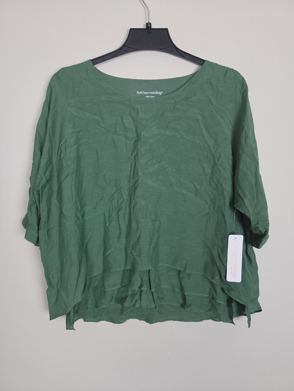Soft Surroundings Louisa Layered Tunic Top Green Petite Large PL NWT